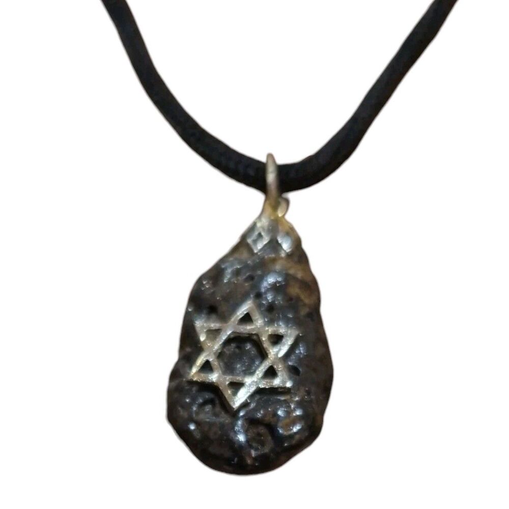 Sea of Galilee Pebble Stone Pendant Necklace Star of David